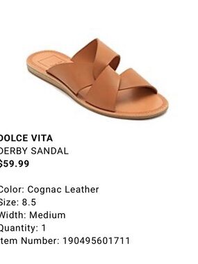 Dolce Vita Derby Sandal Tan Leather Crisscross Slide Sandal
